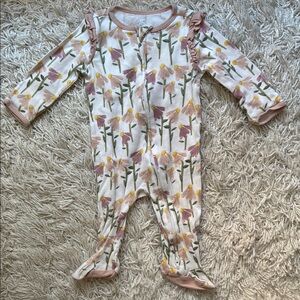 Cloud Island Floral Baby Girl Onesie Pajamas - size 3-6 months